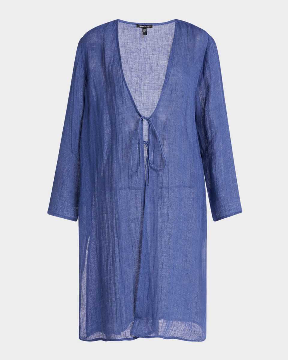 Tie-Front Gauzy Organic Linen Jacket